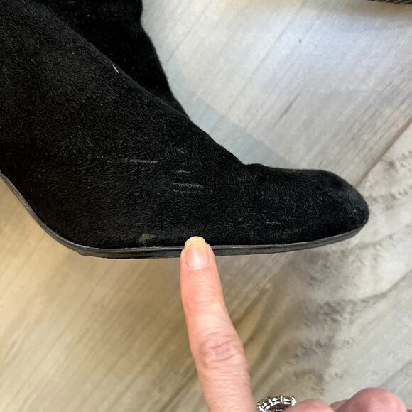 Stuart Weitzman Black Suede Leather OTK Over The Knee High Boot Gold Zipper 7.5 - Picture 12 of 14